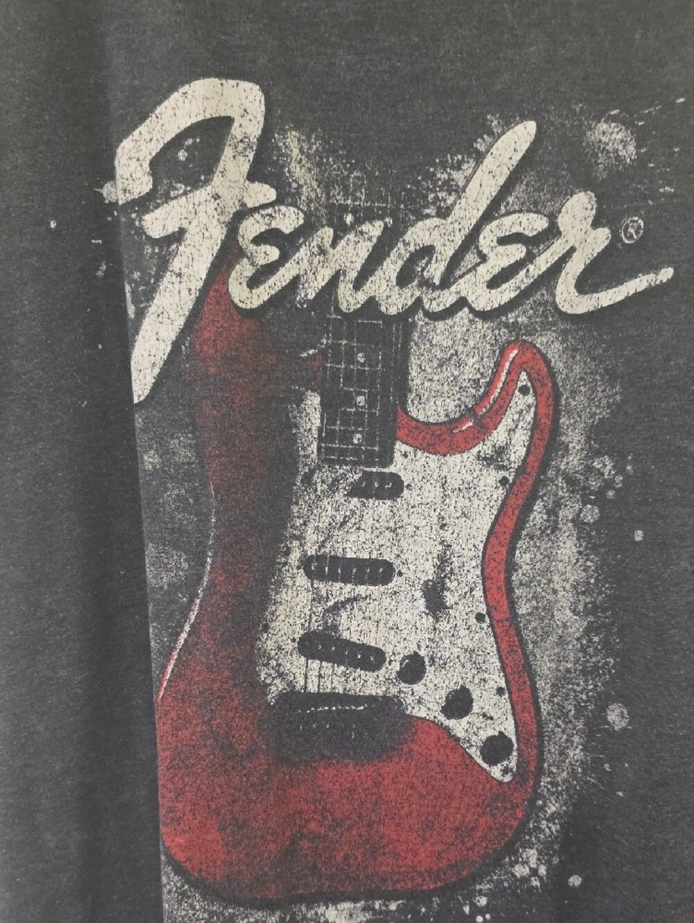 Fender Stratocaster Graphic Band T-Shirt Charcoal Gray Size Large - Picture 2 of 4